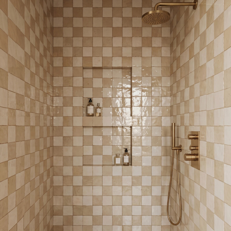 Gris Beige Glossy Zellige Tiles 4×4 (WMZ90007)